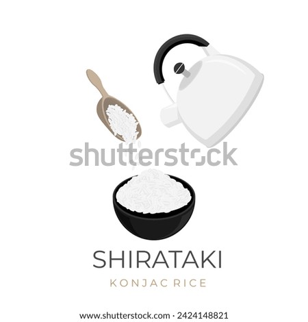 Vector illustration logo of Shirataki rice Konjac Rice that is doused with hot water