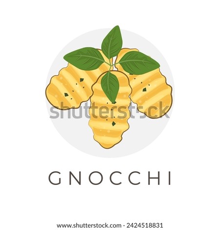 Image, Stock Photo Homemade gnocchi preparation on rustic kitchen table with ingredients. Top view. Potatoes dough . Italian food concept.