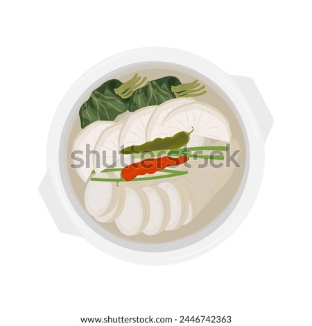 Vector Illustration Logo Top View Dongchimi Radish Water Kimchi