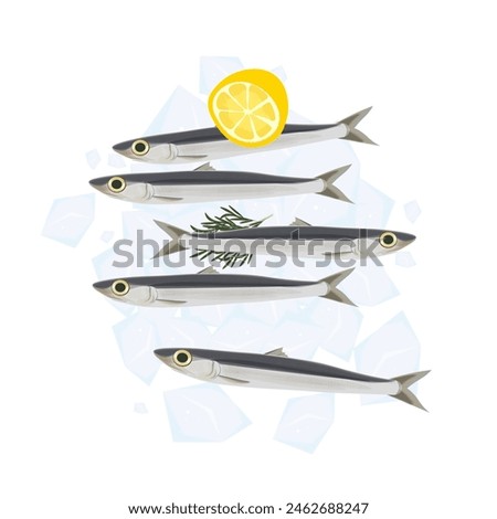 Vector Illustration logo Fresh anchovies