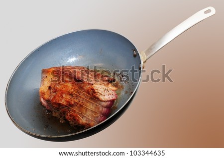 Fried meat in a skillet