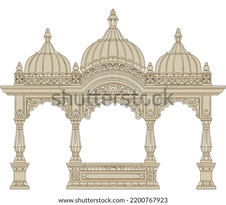 Traditional Indian Mughal arch temple vector illustration