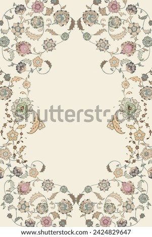 Traditional Turkish decorative floral frame for wallpaper