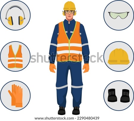 safety equipment or personal protective equiptments ppe vector illustration in work place