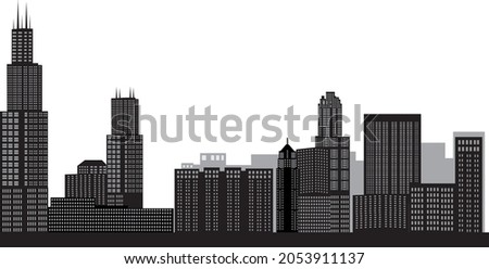chicago american city skyline illustration