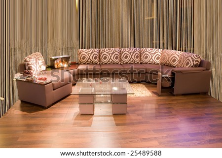 Leather beige angular modern sofa