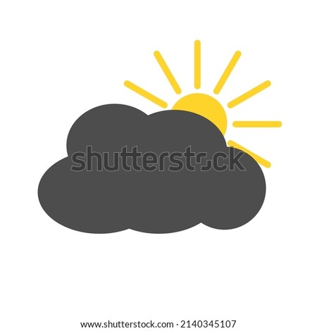 Sun behind clouds vector illustration. Sun and cloud icon. Flat weather icon. 