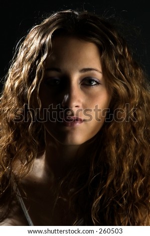 A serious portrait of an attractive female model