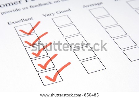 A close-up shot of a feedback form - shallow depth of field used