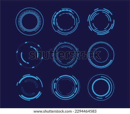 Set of Sci Fi Modern User Interface Elements. Futuristic Abstract HUD. Good for tech logo game UI. Circle elements for data infographics. Vector Illustration