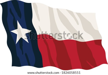 Texas State Flag Waving Isolated Vector Illustration