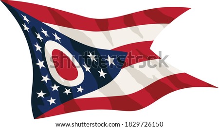 State of Ohio Flag Waving Isolated Vector Illustration
