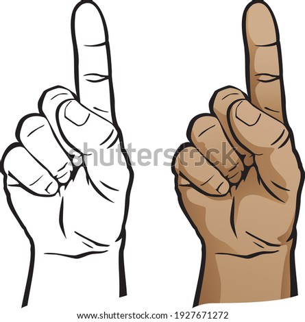 Number One Hand Finger Pointing Up Isolated Vector Illustration