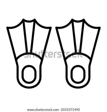 Swimming Fins Vector Outline Icon Isolated On White Background
