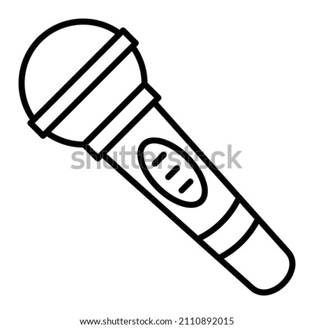 Mic Vector Outline Icon Isolated On White Background
