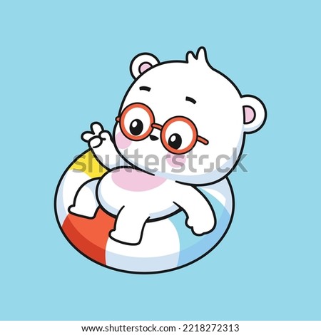 Cute polar bear cartoon vector