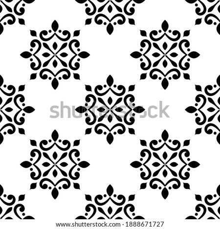 tile pattern, vintage damask wallpaper, seamless floral background, back and white texture for design floor, wall, textile, paper, tiled, ceramic, portugal ornament, Moraccan mosaic, Spanish tableware