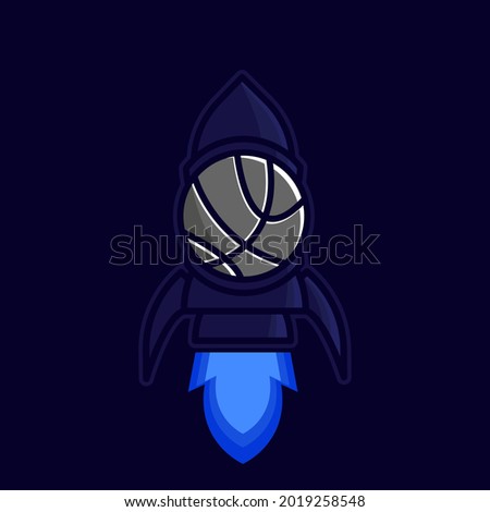 Simple logo rocket bassketball for your team or brand.
