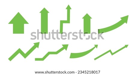 Green Indication arrows. Up arrows, statistic financial graphic. Vector illustration