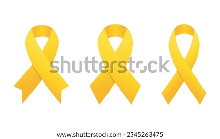Yellow September Ribbon Vector EPS. Yellow September is symbolized by a yellow ribbon. Yellow ribbon on white background.