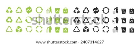 Green and black Recycle sign or Packaging sign vector illustration, International symbol used on packaging, The universal recycling symbol isolated.