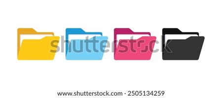 set of icon folder computer file colourful document binder data archive, modern simple 3d yellow blue black flat vector symbol for website design logo application ui isolated png dictionary access