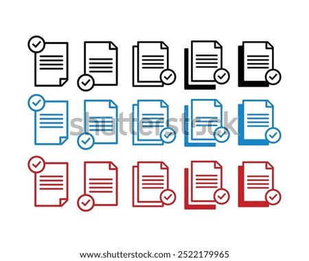 Document Symbol Set. Document vector icons isolated design. Paper document page icon. Edit document symbol, logo illustration. Flat style icons set.