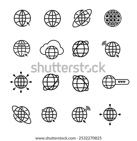 This vector features a sleek, modern globe icon, perfect for variety of design projects. globe is depicted with clean lines and sharp details, making it ideal for use in digital and print media.