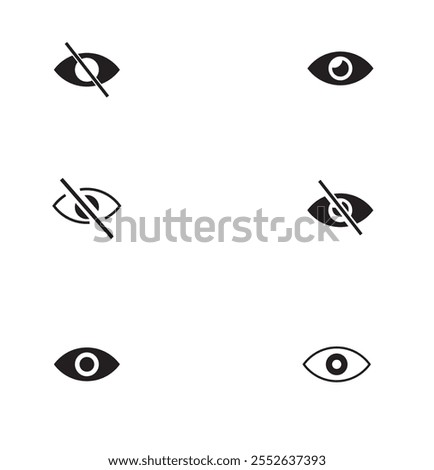 Minimalistic and modern eye icon, perfect for apps, websites, logos, and graphic designs. Features clean lines and balanced proportions, with sharp detailing for clarity in digital and print mediums.