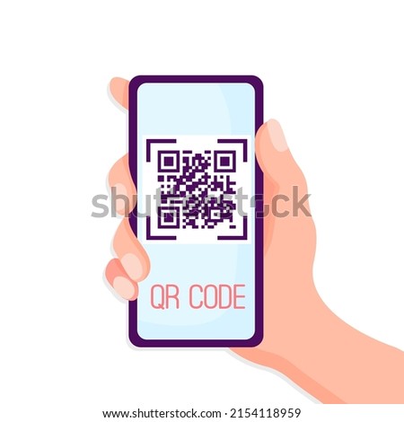 code scan to smartphone. Qr code for payment. Mobile phone scanning QR-code. Verification. Vector illustration