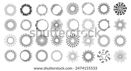 Set circular equalizer. Audio waves for music sounds. Abstract radial radio and voice volume symbol.