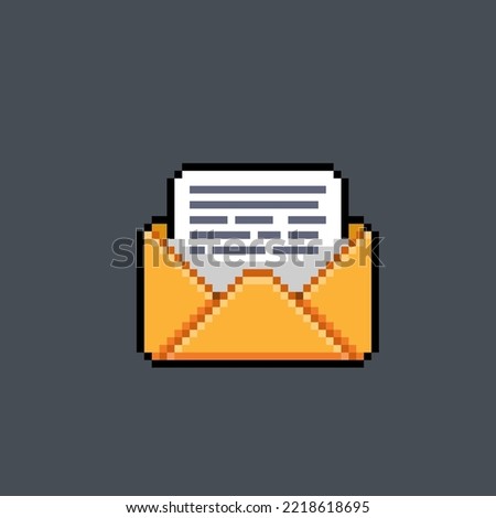 open yellow letter in pixel art style