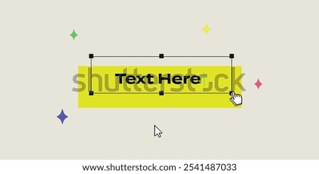 Vector illustration of a text editor with cursor , arrows , stars 