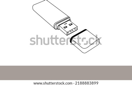 Flash Drive Icon Vector Illustration. Pen Drive Icon Vector stock illustration. Pen drive icon vector illustration stock illustration. USB flash drive icon vector  line art design