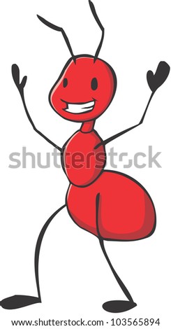 Happy Red Ant Cartoon Stock Vector Illustration 103565894 : Shutterstock