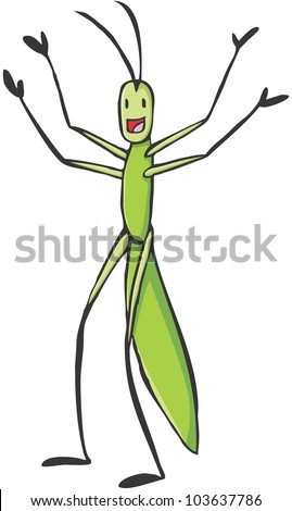 Happy Stick Insect Cartoon