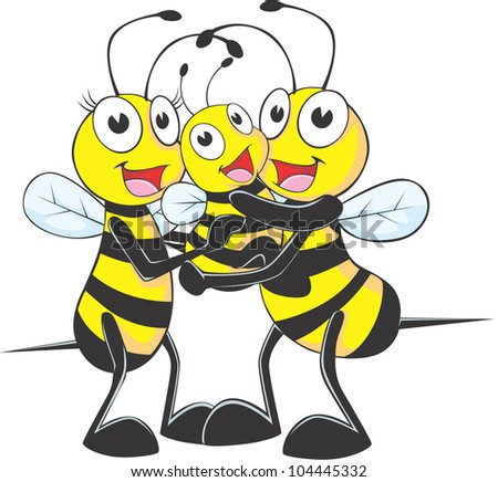 Happy Bee Family Cartoon