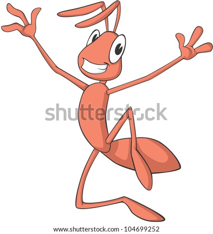 Happy Orange Ant Cartoon jumping