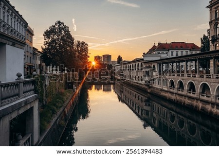 Similar – Image, Stock Photo View at Ljubljanica river in Ljubljana, Slovenia