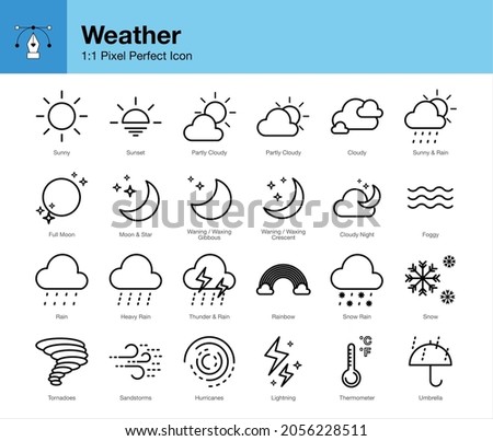 weather forecast icons and symbols set for ui ux mobile app design