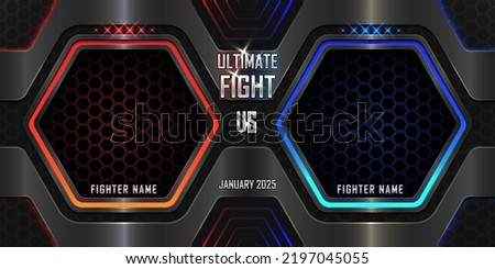 Realistic Ultimate fight sports 3d poster with modern metallic logo