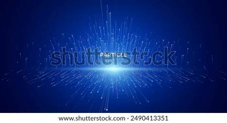 Blue fiber optic network lines perspective background. Data flow visualization concept of science and technology