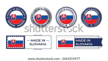 Slovakia Flag, Slovakia Flag Stamp, Made in Slovakia. Slovakia Verified, Country Flag Stamp, Verified, Certified, Made in, Tag, Seal, Stamp, Silver, Flag, Icon vector.