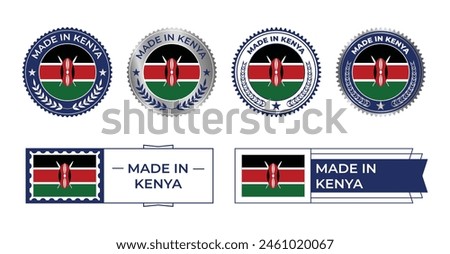 Kenya Flag, Kenya Flag Stamp, Made in Kenya. Kenya Verified, Country Flag Stamp, Verified, Certified, Made in, Tag, Seal, Stamp, Silver, Flag, Icon vector.