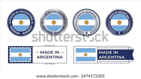 Argentina Flag Stamp. Made in Stamp Isolated in White Background. Symbol, Vector, Icon, Illustration.