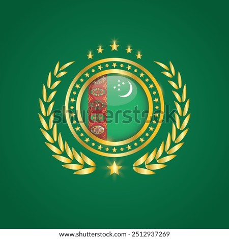 Golden Stamp With Flag. Turkmenistan Flag Stamp. Made in Stamp Isolated in White Background. Royal, Allegiance, Symbol, Vector, Icon, Illustration.