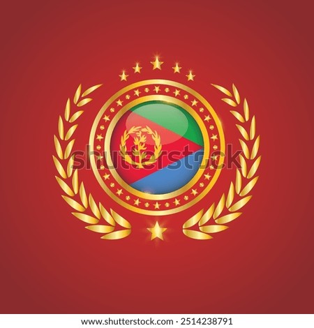 Golden Stamp With Flag. Eritrea Flag Stamp. Made in Stamp Isolated in White Background. Royal, Allegiance, Symbol, Vector, Icon, Illustration.