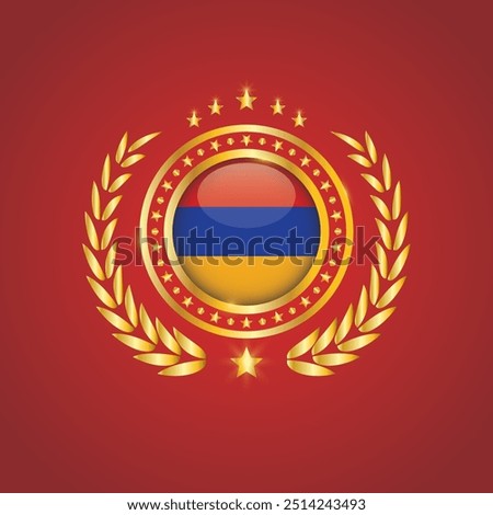 Golden Stamp With Flag. Armenia Flag Stamp. Made in Stamp Isolated in White Background. Royal, Allegiance, Symbol, Vector, Icon, Illustration.