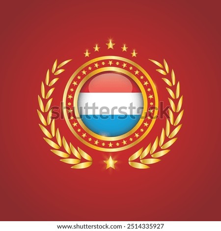 Golden Stamp With Flag. Luxembourg Flag Stamp. Made in Stamp Isolated in White Background. Royal, Allegiance, Symbol, Vector, Icon, Illustration.