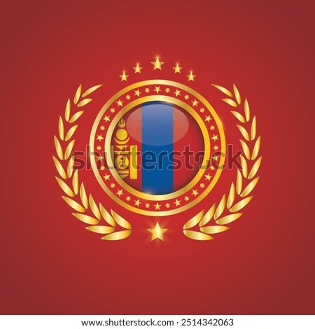 Golden Stamp With Flag. Mongolia Flag Stamp. Made in Stamp Isolated in White Background. Royal, Allegiance, Symbol, Vector, Icon, Illustration.